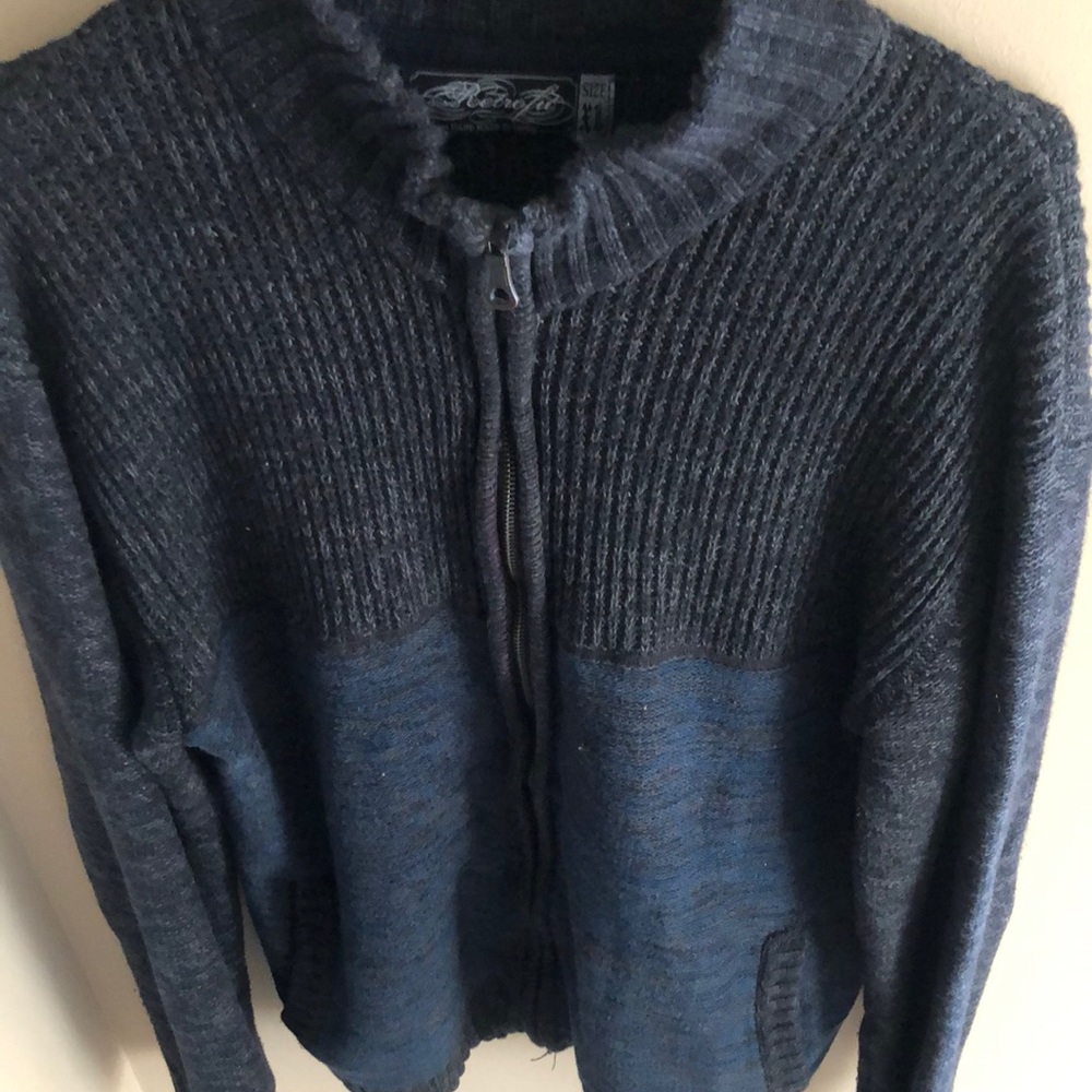 Xl blue black zip up sweater